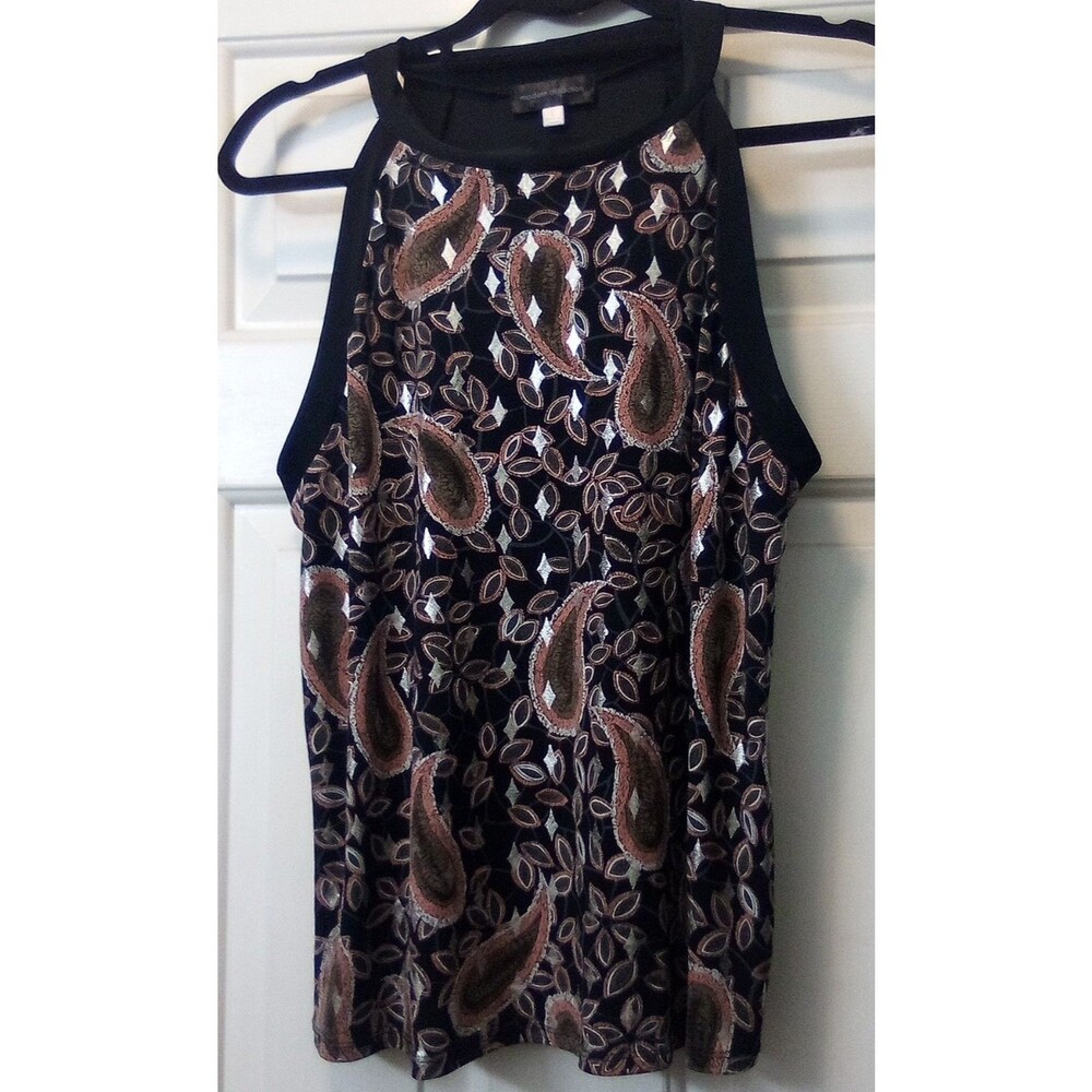 Modern Attraction Women's Halter Neck Paisley Tank Top Black